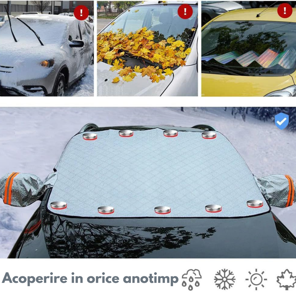 Husa Magnetică Premium 4-Sezoane: Răcoare Vara (Anti-UV), Zero Gheață Iarna & Parbriz Curat Tot Anul