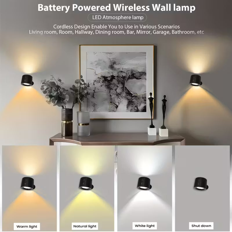 💡ZippiSpot Lampă de Perete LED Fără Fir